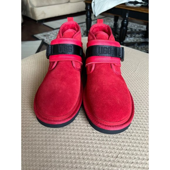 UGG Neumel Belted Red Suede‎ Black Buckle Strap Mens Boots 1112570 Size 11 main image 4